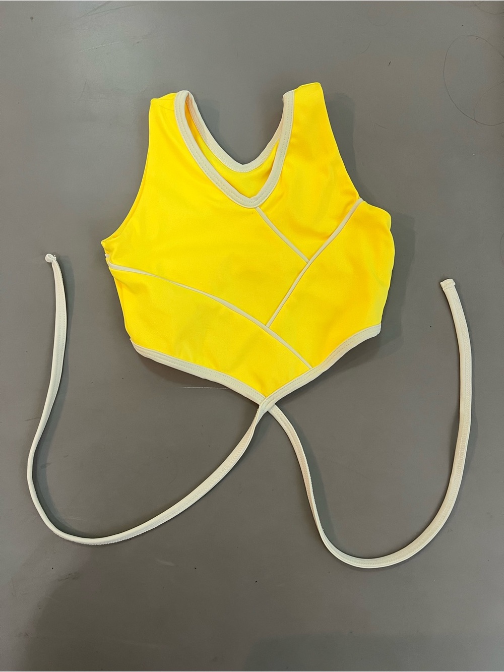 Girls' Yellow dance top with White Trim dance